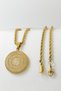 Gold Color 3 cm Line with Ayetel Kürsi & Felak-Nas Suras Written 316L Stainless Steel 60 cm Prayer Necklace with Twist Chain - 7