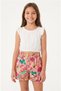 Girls Ruffle Sleeve Blouse Tropical Print Shorts Set