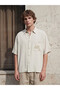 Xside Ecru Loose Fit Embroidered Men's Shirt