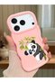 iPhone 17/18 Pro Compatible Case with Camera Protector Pink Silicone Couple Phone Case Panda Pattern