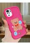 Redmi Note 10 4g Compatible Case with Camera Protection Red Silicone Couple Phone Case Bear Pattern