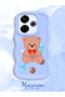 Redmi 13X Compatible Case Camera Protector Blue Silicone Couple Phone Case Bear Pattern - 2