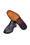 Dark Blue Color Laceless Genuine Leather Men's Shoes - 3