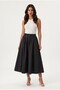 Women's Premium Parachute Non-See-Through Fabric Midi Skirt with Pockets and Elastic Waist El-3950 - 4