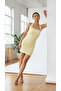 Yellow Halter Neck Stylish Gathered Waist Mini Dress - 2
