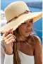 Women's Straw Hat with Large Brim and Tassels, Metal Accessories