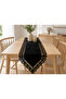 3-Piece Velvet Lace Detailed Tablecloth Runner Cream Diameter Black - 4
