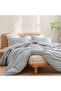 Duvet Cover Set 100% Washed Cotton Linen Feel Super Soft Comfortable Chic Lightweight 2 PCs Home Bedding Set Solid Cornflower Blue Twin/Twin XL - 4