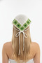 Hand Knitted White Green Floral Patterned Summer Bandana Hair and Neck Accessory - 2