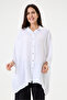Women's White Italian 100% Linen Plus Size Poncho Linen Shirt Size 42 - 52