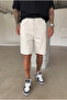 Men's Denim Fabric Cream Jean Shorts - 2