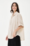 Women's Beige Italian Floral Embroidered Scalloped Oversize Poplin Shirt Size 40 - 46 - 2