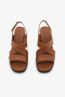 Tan Genuine Leather Cross-Strapped Thick Heeled Women's Sandals - 6