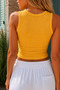 Women's Camisole Ribbed Stretch Fabric Crew Neck Sleeveless Basic Crop Tank Top - 2