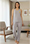 Women's Chick Print Shorts and Strap Cotton Lycra Camisole Bamboo Pajama Set - 2