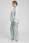 Women 2 Pieces Floral Print Long Sleeve Shirt With Pants Sleepwear Set, Sage Green - 3