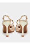 Gold Embellished Slingback Pumps - 4