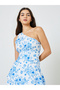 One Shoulder Neck Floral Print Layered Maxi Dress - 2