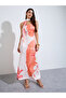 Orange Bandeau Maxi Dress with Neck Scarf - 2