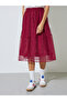 Burgundy Organza Look Layered Midi Skirt - 2