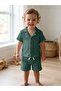 Cotton Waffle Fabric Shirt with Buttons, Summer Shorts Set, Ages 1-5 - 2