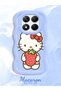 Redmi Note 14 Pro 4g Compatible Case Camera Protector Blue Silicone Couple Phone Case Kitty Pattern - 2