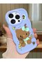 iPhone 14 Pro Compatible Case with Camera Protector Blue Silicone Couple Phone Case Kitty Pattern