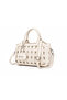 Women's Knitted Patterned Beige Hand and Shoulder Bag with Cross Strap Premium Design - 5