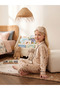 Girl's Front Buttoned Rabbit Patterned Eye Patch Cotton Pajama Set - 3