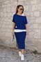 Women's Strappy Round Neck One-Shoulder Viscose Blouse and Skirt Three-Piece Set - 3