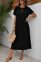 Women's short sleeve crew neck asymmetrical hem maxi dress - 2
