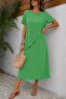 Women's short sleeve crew neck asymmetrical hem maxi dress - 2