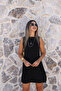 Black Crew Neck Zero Sleeve Dress - 2