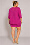 Large Size V-Neck Buttoned Stone Embroidered Capri Sleeve Pocket Thin Women's Shirt - 4