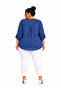 Plus Size Viscose V-Neck Patterned Buttoned Capri Sleeve Button Detail Women's Slim Shirt - 4