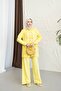 Hooded Detailed Pocketed 100% Cotton Linen Double Set - 5