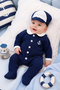 Baby Boy Sailor Themed 5-Piece Hospital Discharge Set with Blanket, 100% Cotton Premium Newborn Set Stl7238