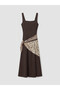 Nevavm Square Collar Flared Dress with Scarf Detail - 5