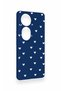Vivo V40 5g Compatible Mini White Heart Navy Blue Patterned Silicone Case - 3