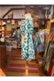 Turquoise Color Gold Detailed Silk Shorts Blouse Set - 8