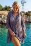 Dark Gray Judge Collar Flounce Cuff Skirt with Ruffles and Lace Casual Woven Beach Dress 105 60 - 5