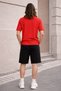 Unisex Oversize Shorts Set Printed Crew Neck Short Sleeve T-Shirt and Shorts 2-Piece Casual Sports Combination Rod Balance Printed - 4