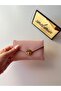 Women's Pink Powder Envelope Cover Gold Lock Mini Card Holder Wallet