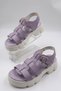 Girls' Sandals with Open Front Buckle and Three-Stripe Design, Comfortable Flexible Sole Slippers - 5