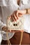 Women's Quilted Mini Chain Strap Shoulder Bag - Cream - 2