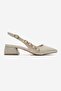 Side Stone Buckle Open Back Heeled Shoes Beige Crinkled - 2