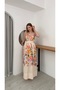 Women's Thin Strap Floral Maxi Long Linen Dress - 4