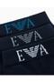 Men's Ankle-Length Flexible Cotton Socks with Logo Detail, Triple Pack, Navy Blue - 2
