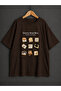 Unisex Cat and Bread Printed Oversize T-Shirt