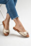 Genuine Leather Women's Crema Bow Slippers Light Beige Summer - 6